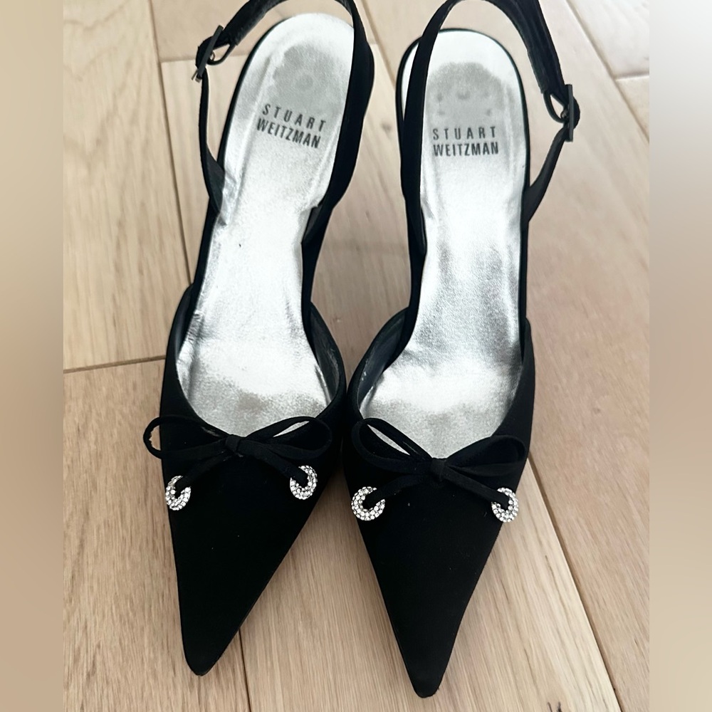 Stuart Weitzman fabric fancy sling back heels 5.5 - Picture 3 of 16